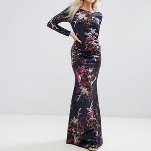 Asos velvet floral formal dress